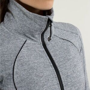 Lululemon Nice Asana Jacket Heathered Herringbone White / Black Size 4